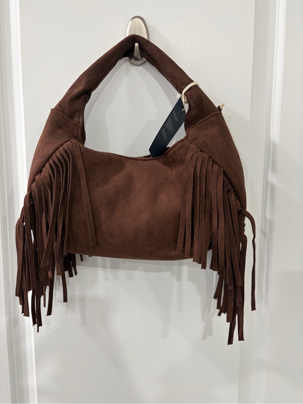 Brown Suede Fringe Shoulder Bag